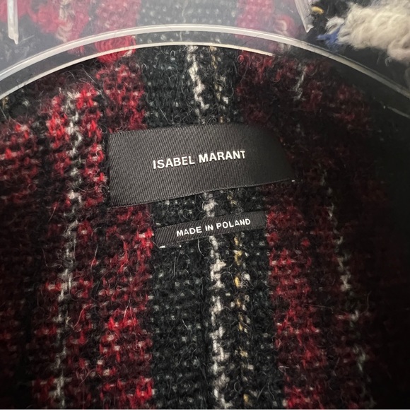 Isabel Marant IDOA Striped Wool Fringe Blanket Shrug Coat - Picture 6 of 7